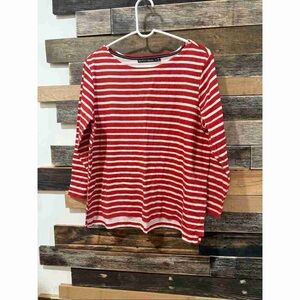 J. Crew Red and White Striped Long Sleeve Tee